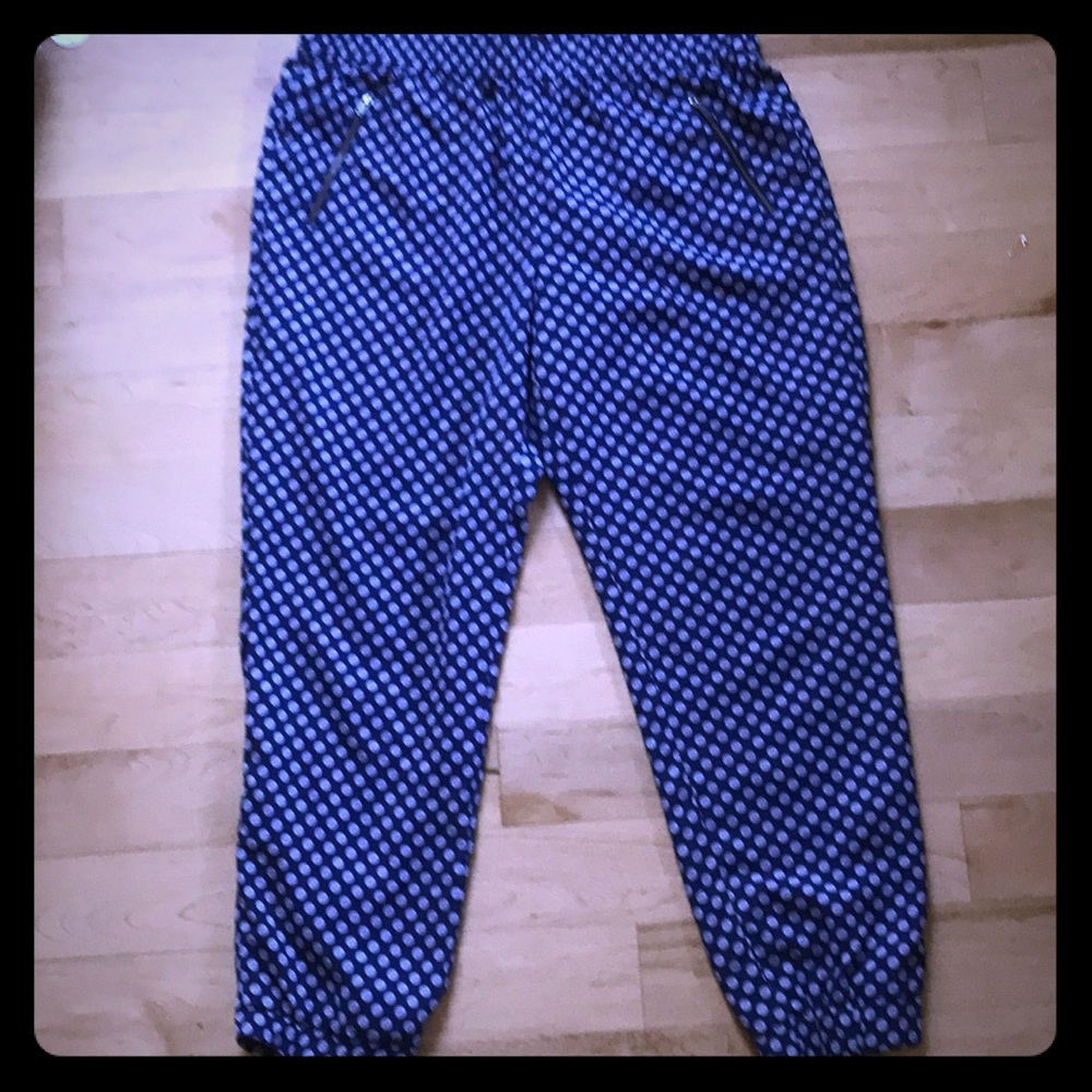 🦋 JCrew blue and white harem pants sz 10